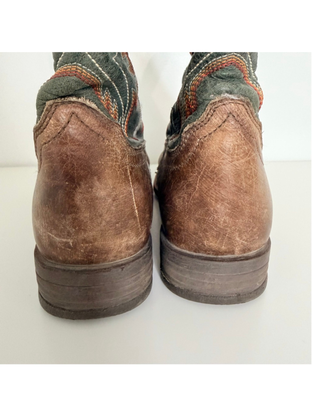 Ariat Kids Wilder Western Boot Youth Size 5 Brown Teal Embroidered Cowboy Rodeo - Picture 6 of 13